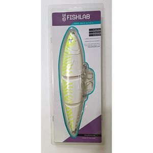 FishLab Hard Mack Attack Slow Sink Swimbait 9in 5.3oz White Yellow MAH-SS-9-GST